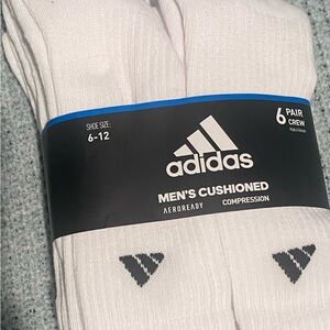 Adidas Men's Aeroready Cushioned Compression Crew Socks - White 6 pair